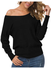 Load image into Gallery viewer, Anygrew Women&#39;s Off Shoulder Sweater Long Sleeve Pullover Knit Jumper
