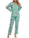 Anygrew Women's Pajamas Set Long Sleeve Shirts and Long Pants 2 Piece Pjs Sleepwear with Pockets