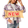 Load image into Gallery viewer, Anygrew Women&#39;s Cropped Shacket Jacket Fashion Casual Button Down Lightweight Outwear Flannel Plaid Shirts Casual Jackets with Pockets
