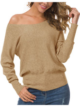 Load image into Gallery viewer, Anygrew Women&#39;s Off Shoulder Sweater Long Sleeve Pullover Knit Jumper
