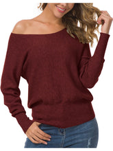 Load image into Gallery viewer, Anygrew Women&#39;s Off Shoulder Sweater Long Sleeve Pullover Knit Jumper
