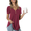 Load image into Gallery viewer, Anygrew Womens Summer Short Sleeve Tunic Tops Loose Fit Casual Tee Button Up Blouses
