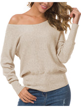 Load image into Gallery viewer, Anygrew Women&#39;s Off Shoulder Sweater Long Sleeve Pullover Knit Jumper
