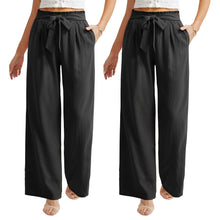 Load image into Gallery viewer, Anygrew Women Casual Wide Leg Pants High Waisted Business Work Casual Pants Loose Flowy Beach Palazzo Pants
