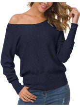 Load image into Gallery viewer, Anygrew Women&#39;s Off Shoulder Sweater Long Sleeve Pullover Knit Jumper
