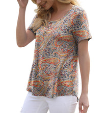 Load image into Gallery viewer, Feiersi Women&#39;s Summer Floral Tunic Tops Casual Blouse Short Sleeve Buttons Up T-Shirts
