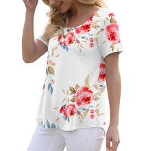 Load image into Gallery viewer, Feiersi Women&#39;s Summer Floral Tunic Tops Casual Blouse Short Sleeve Buttons Up T-Shirts
