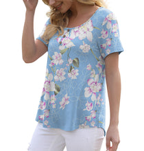 Load image into Gallery viewer, Feiersi Women&#39;s Summer Floral Tunic Tops Casual Blouse Short Sleeve Buttons Up T-Shirts
