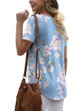 Load image into Gallery viewer, Feiersi Women&#39;s Summer Floral Tunic Tops Casual Blouse Short Sleeve Buttons Up T-Shirts
