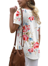 Load image into Gallery viewer, Feiersi Women&#39;s Summer Floral Tunic Tops Casual Blouse Short Sleeve Buttons Up T-Shirts
