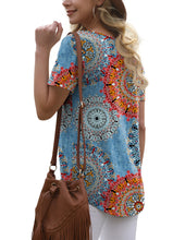 Load image into Gallery viewer, Feiersi Women&#39;s Summer Floral Tunic Tops Casual Blouse Short Sleeve Buttons Up T-Shirts
