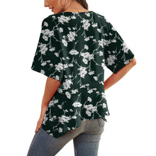 Load image into Gallery viewer, Feiersi Womens Floral Chiffon Blouses V Neck Batwing Short Sleeve Summer Tops Shirts
