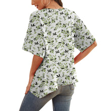 Load image into Gallery viewer, Feiersi Womens Floral Chiffon Blouses V Neck Batwing Short Sleeve Summer Tops Shirts
